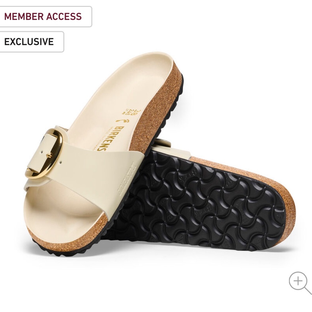 Birkenstock Cream Sandals with Black Sole